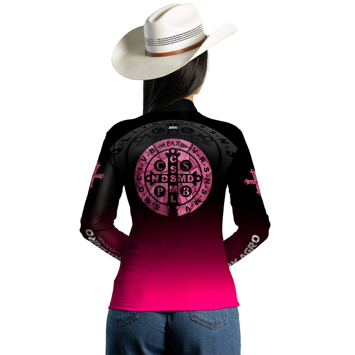 Camisa Feminina Agro Brk A Cruz Sagrada Seja Minha Luz com Proteção Solar UV50+ - Brk Agro