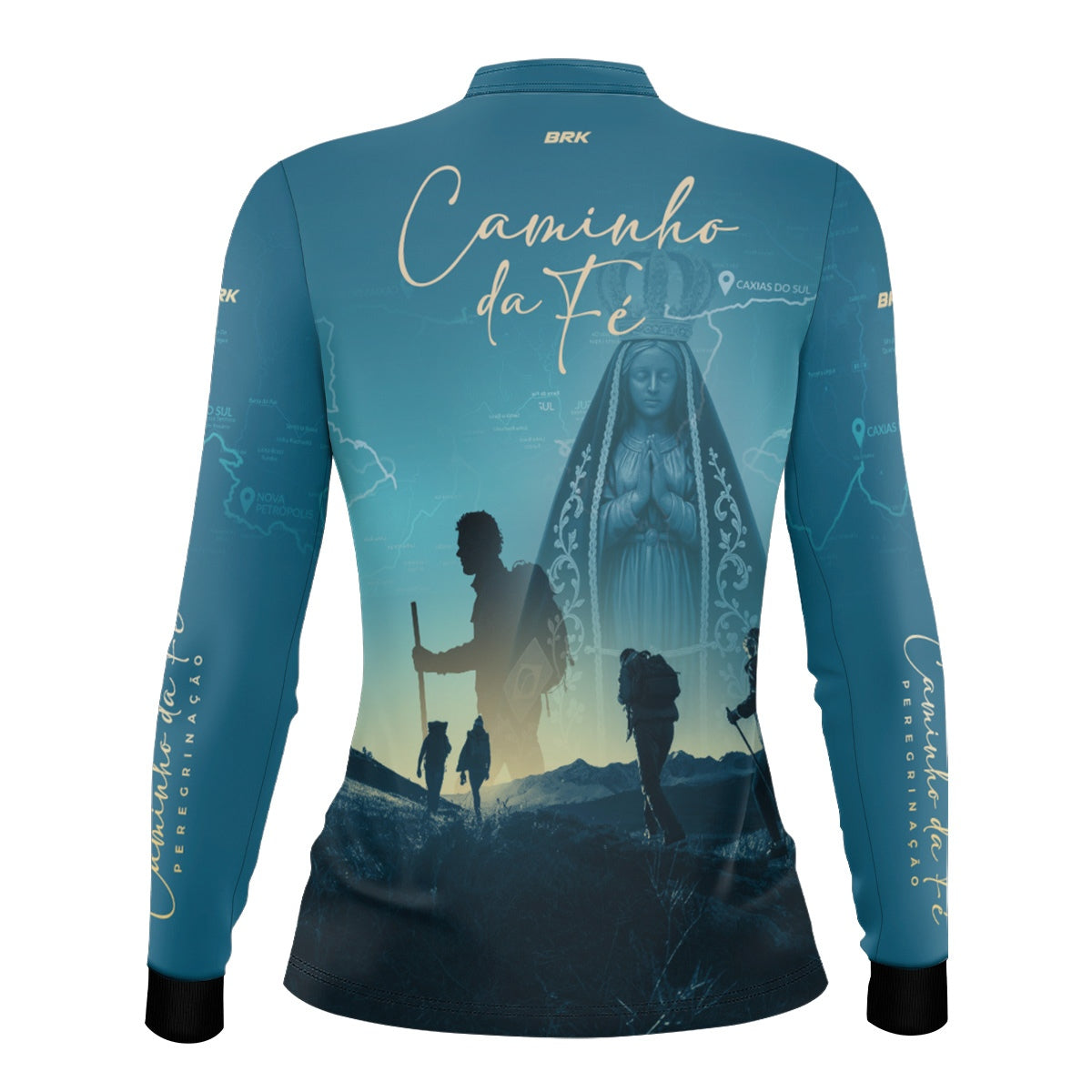Camisa Feminina Brk Caminho da Fé Peregrinação Nossa Senhora com Proteção Solar UV50+