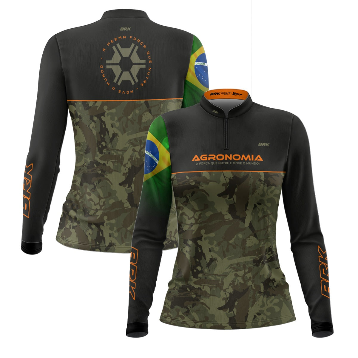 Camisa Agro Feminina Brk Agronomia Camo Brasil com Proteção Solar UV50+