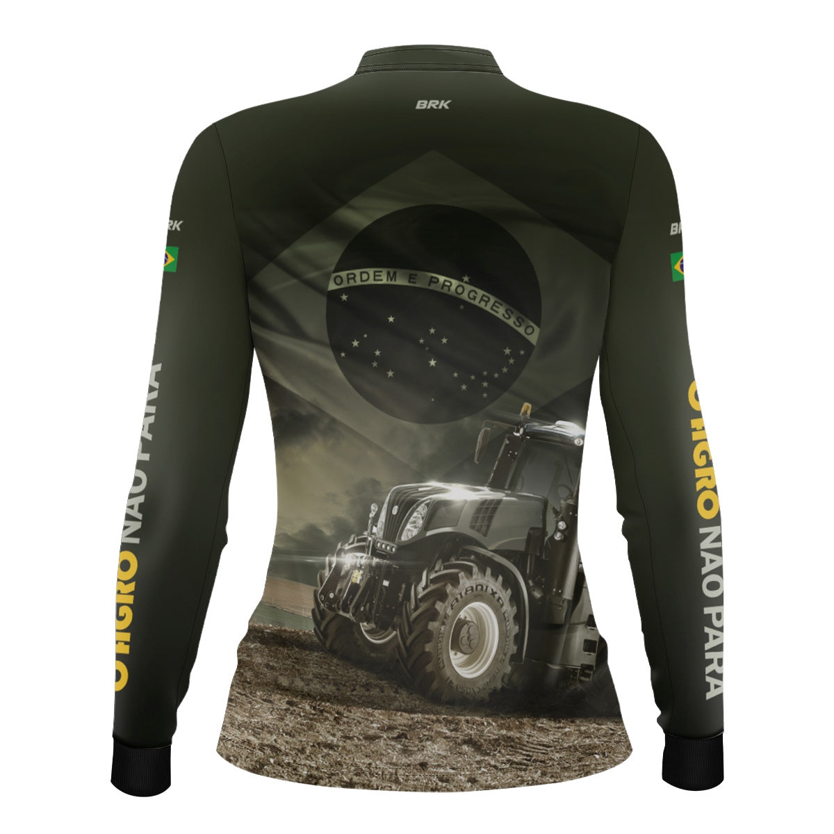 Camisa Agro Feminina Brk Trator Bandeira do Brasil com Proteção Solar UV50+ - Brk Agro