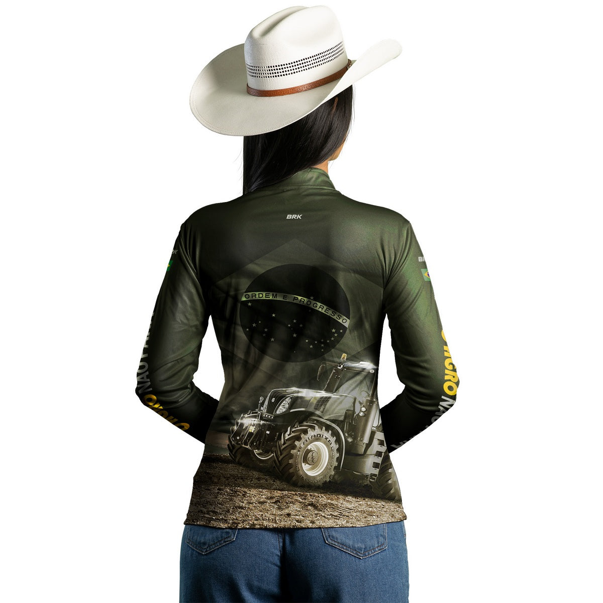 Camisa Agro Feminina Brk Trator Bandeira do Brasil com Proteção Solar UV50+ - Brk Agro