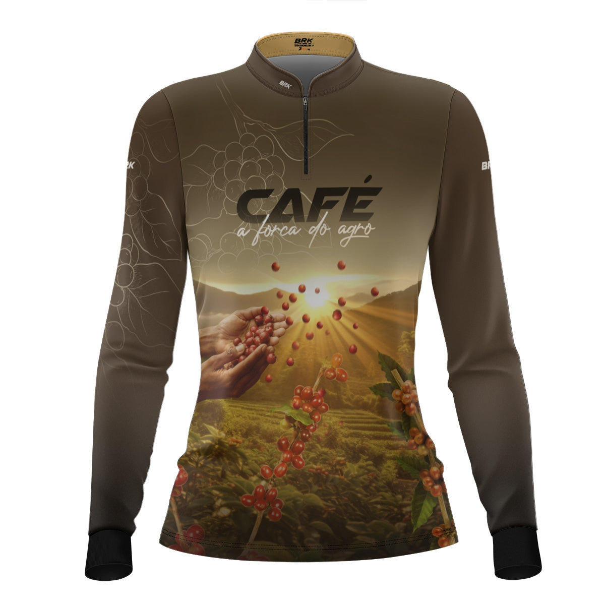 Camisa Agro Feminina Brk Café A Força do Agro com Proteção Solar UV50+ - Brk Agro