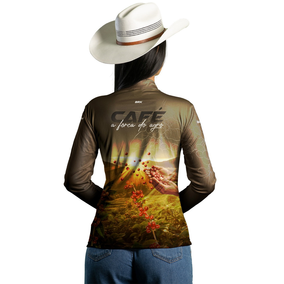 Camisa Agro Feminina Brk Café A Força do Agro com Proteção Solar UV50+ - Brk Agro