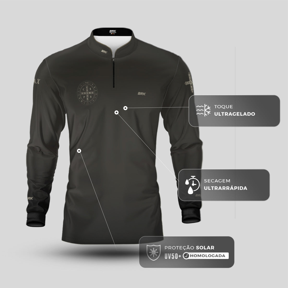 Camisa Agro Brk Medalha de São Bento com Proteção UV50+