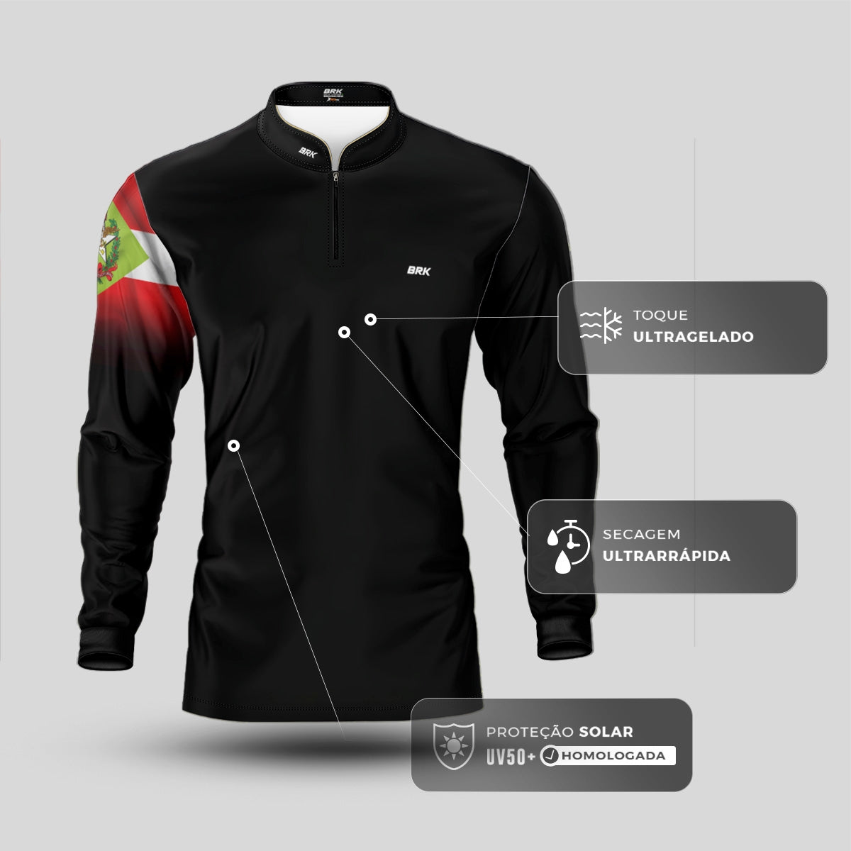 Camisa Agro Brk Bandeira de Santa Catarina com Proteção UV50+ - Brk Agro