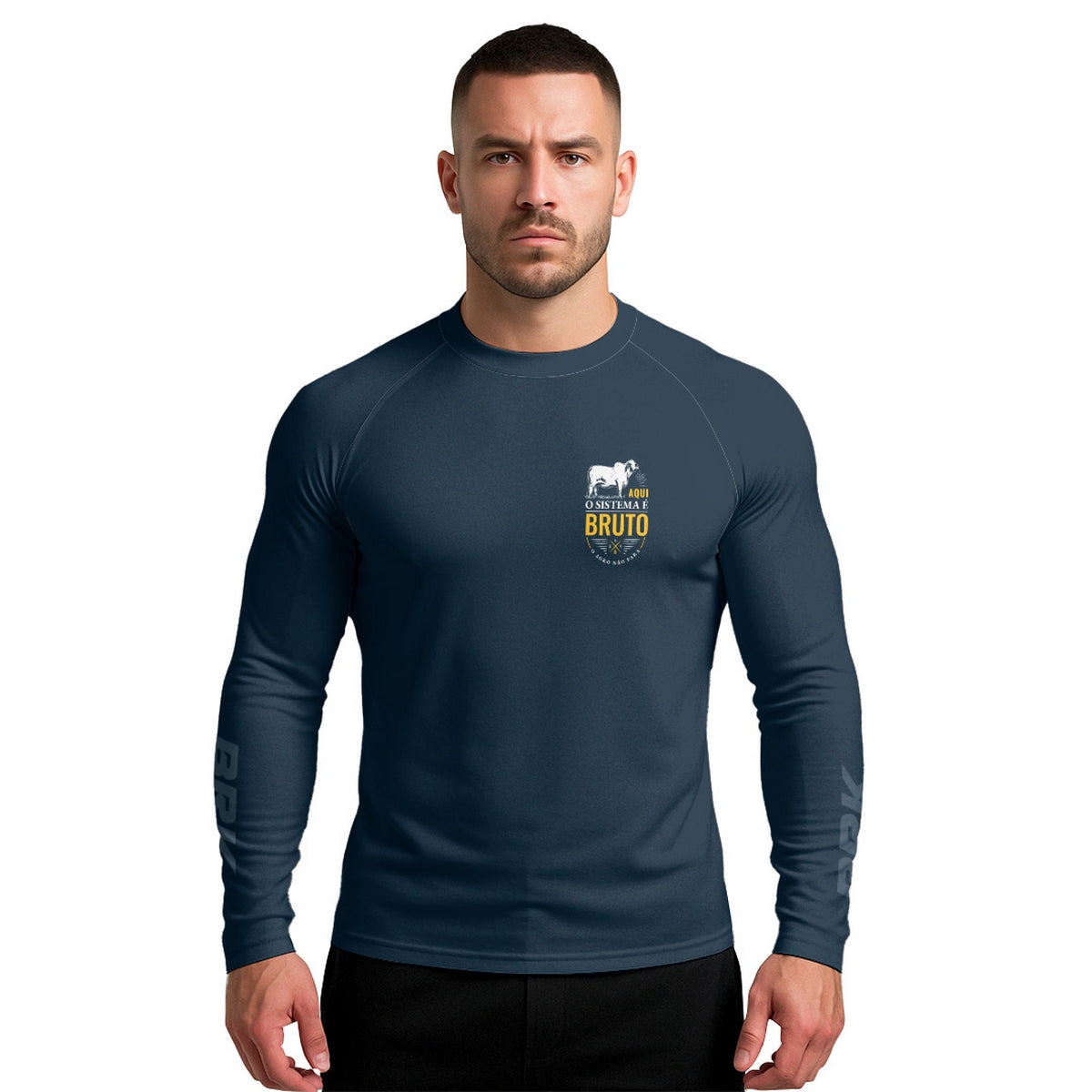 Camisa Raglan Brk Aqui O Sistema é Bruto com Proteção UV50+ - Brk Agro