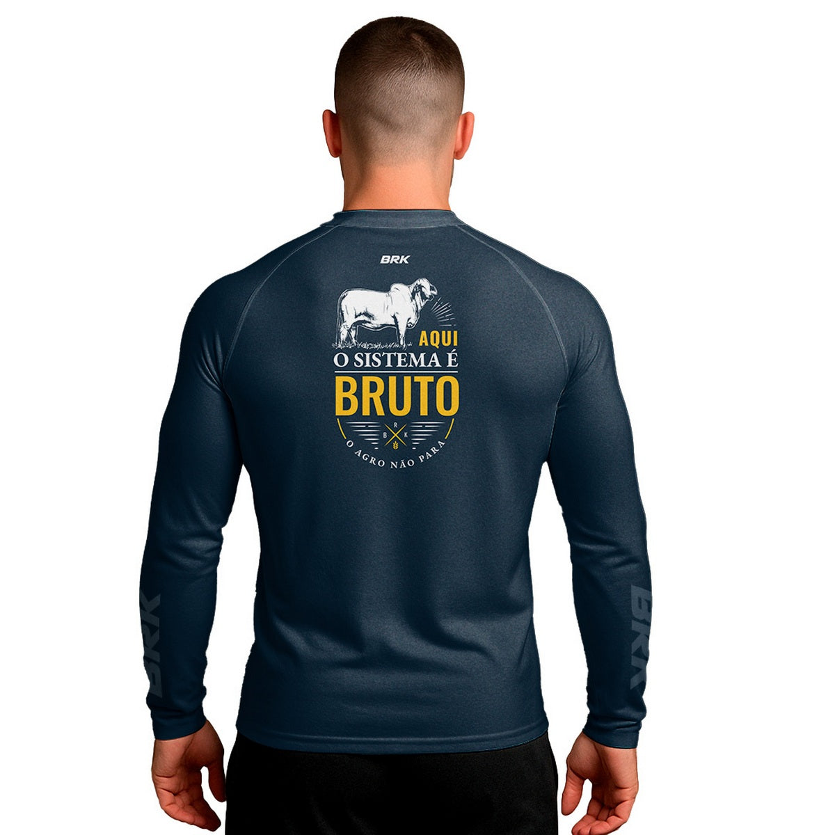 Camisa Raglan Brk Aqui O Sistema é Bruto com Proteção UV50+ - Brk Agro