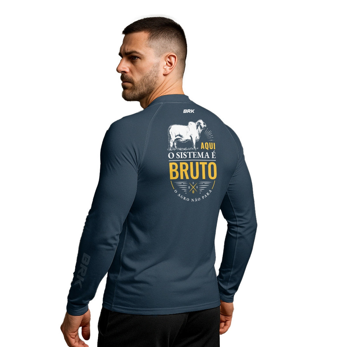 Camisa Raglan Brk Aqui O Sistema é Bruto com Proteção UV50+ - Brk Agro