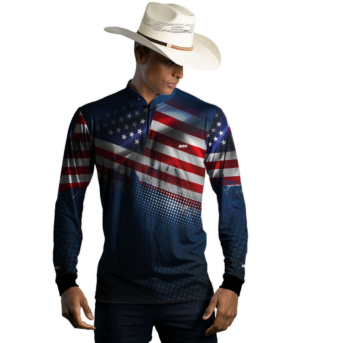 Camisa de Pesca Brk Bandeira dos Estados Unidos com Proteção UV50+ - Brk Agro