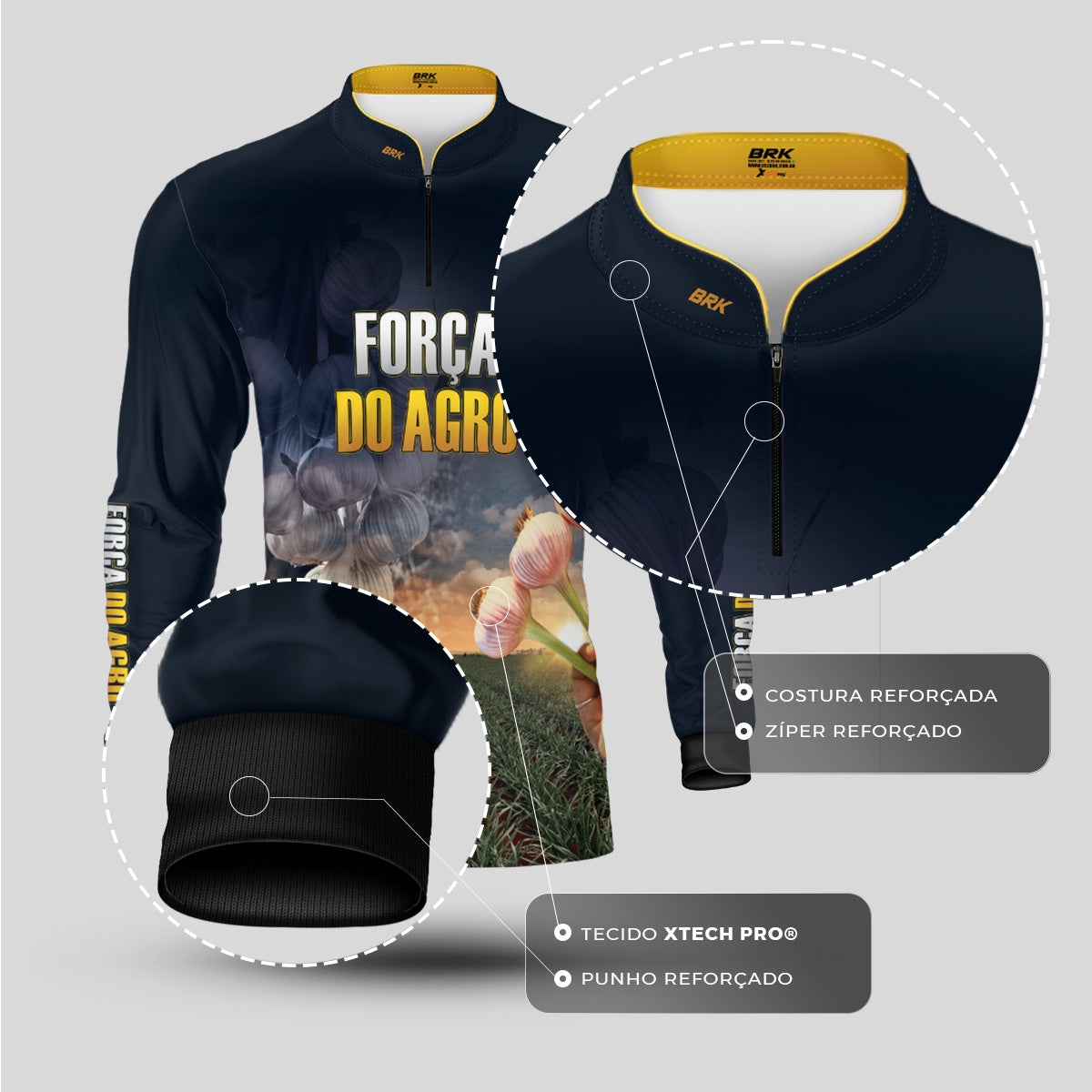 Camisa Agro Brk Produtor de Alho com Proteção Solar UV50+ - Brk Agro