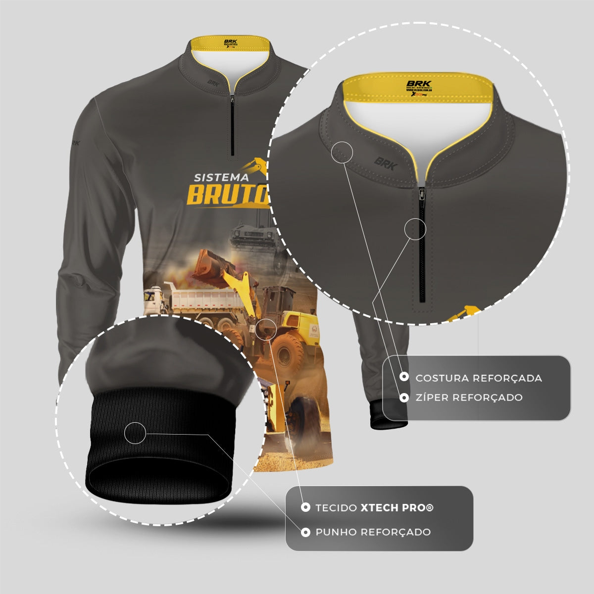 Camisa Máquina Pesada Brk Sistema Bruto Motoniveladora com UV50+ - Brk Agro