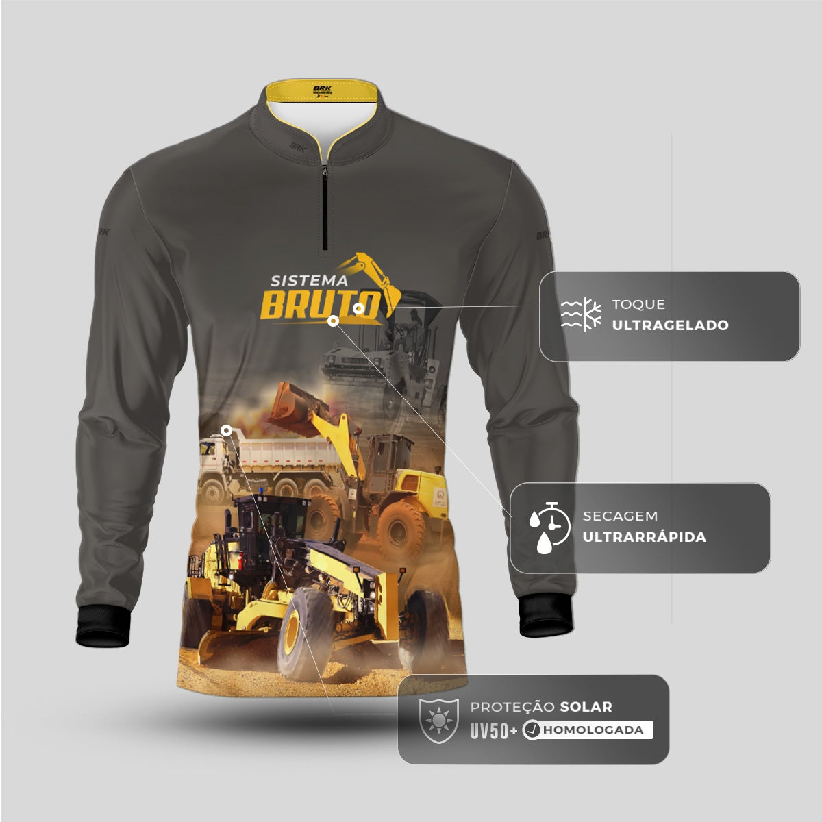 Camisa Máquina Pesada Brk Sistema Bruto Motoniveladora com UV50+ - Brk Agro