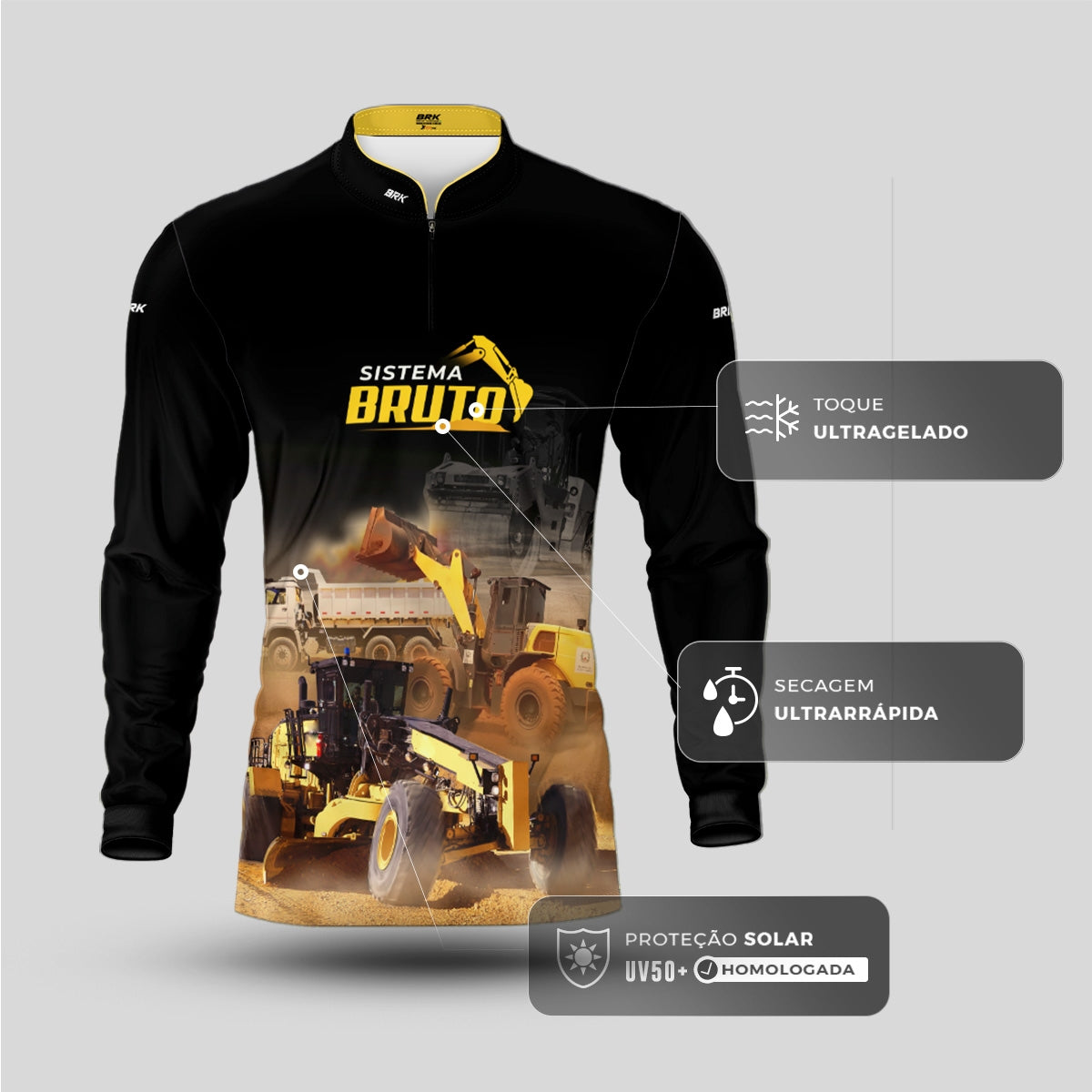 Camisa Máquina Pesada Brk Sistema Bruto Motoniveladora com UV50+ - Brk Agro
