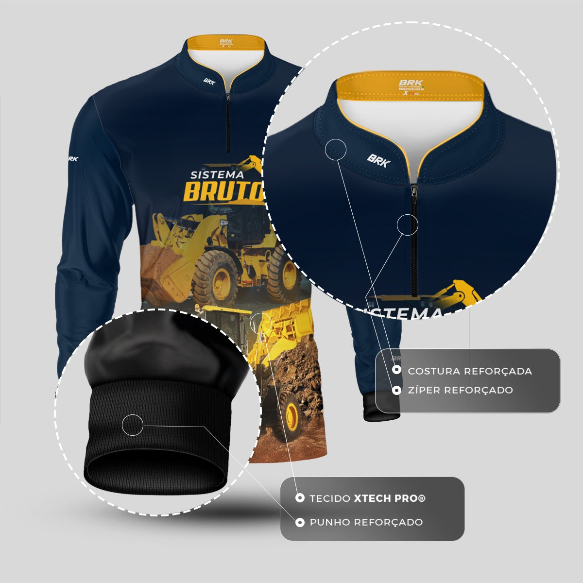 Camisa Máquina Pesada Brk Sistema Bruto Pá Carregadeira com UV50+ - Brk Agro