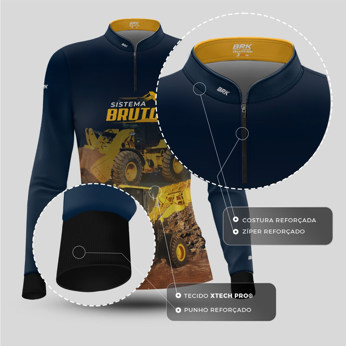 Camisa Máquina Pesada Feminina Brk Sistema Bruto Pá Carregadeira com UV50+ - Brk Agro