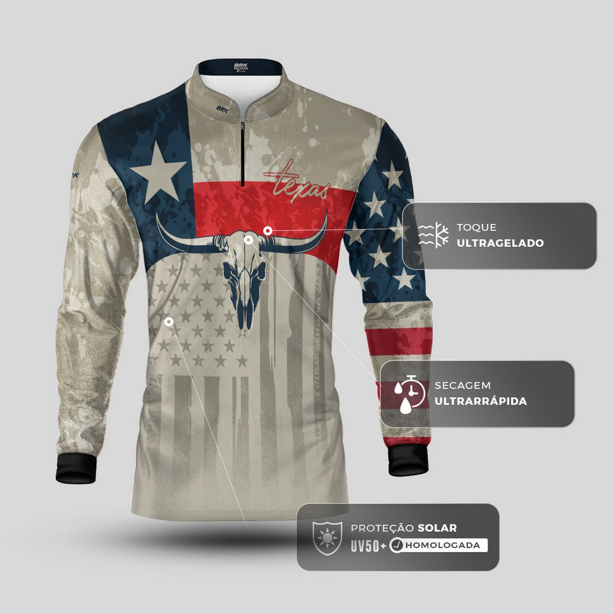 Camisa Agro Brk Texas Longhorn com Proteção UV50+ - Brk Agro