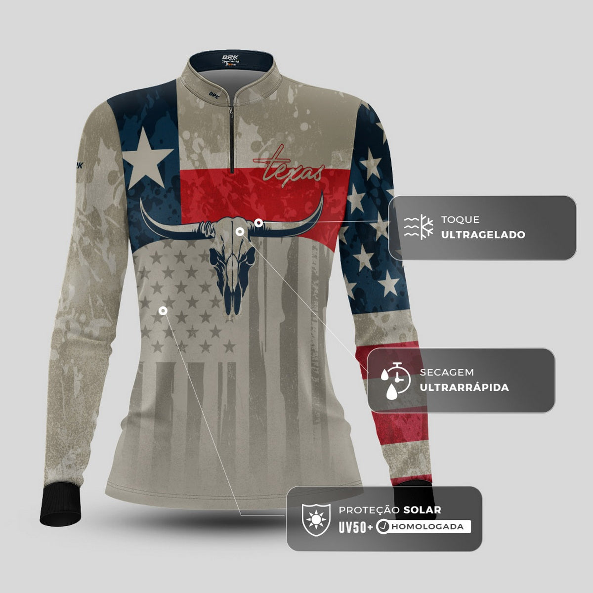 Camisa Agro Feminina Brk Texas Longhorn com Proteção UV50+ - Brk Agro