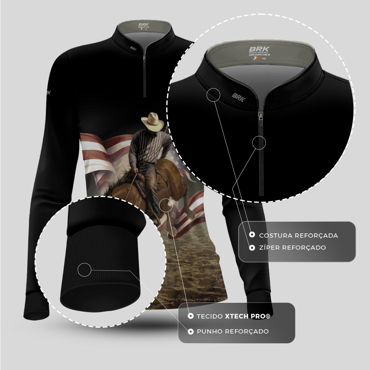 Camisa Agro Feminina Brk Texas Cowboy 2 com Proteção UV50+ - Brk Agro