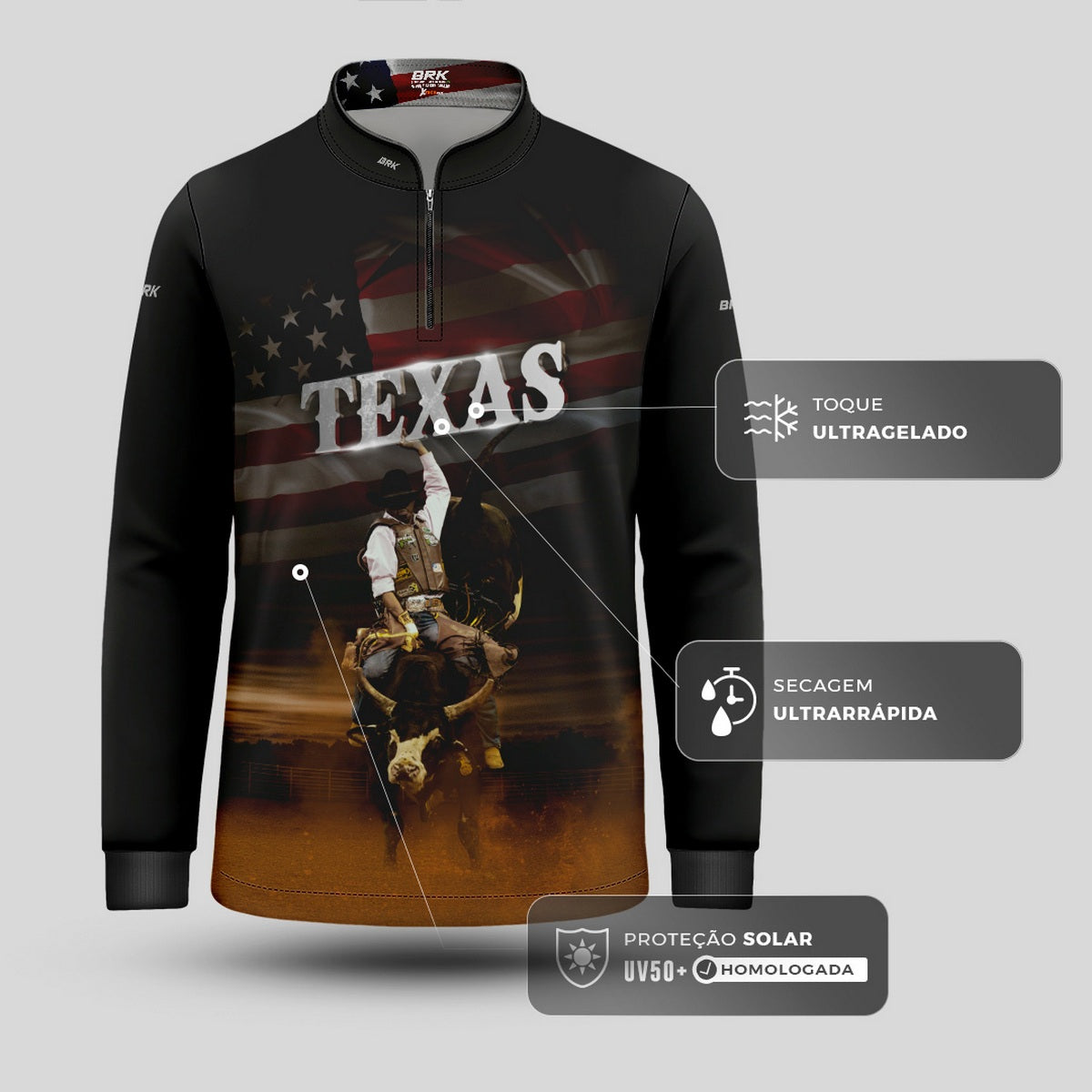 Camisa Agro Infantil Brk Texas Rodeio com Proteção UV50+ - Brk Agro