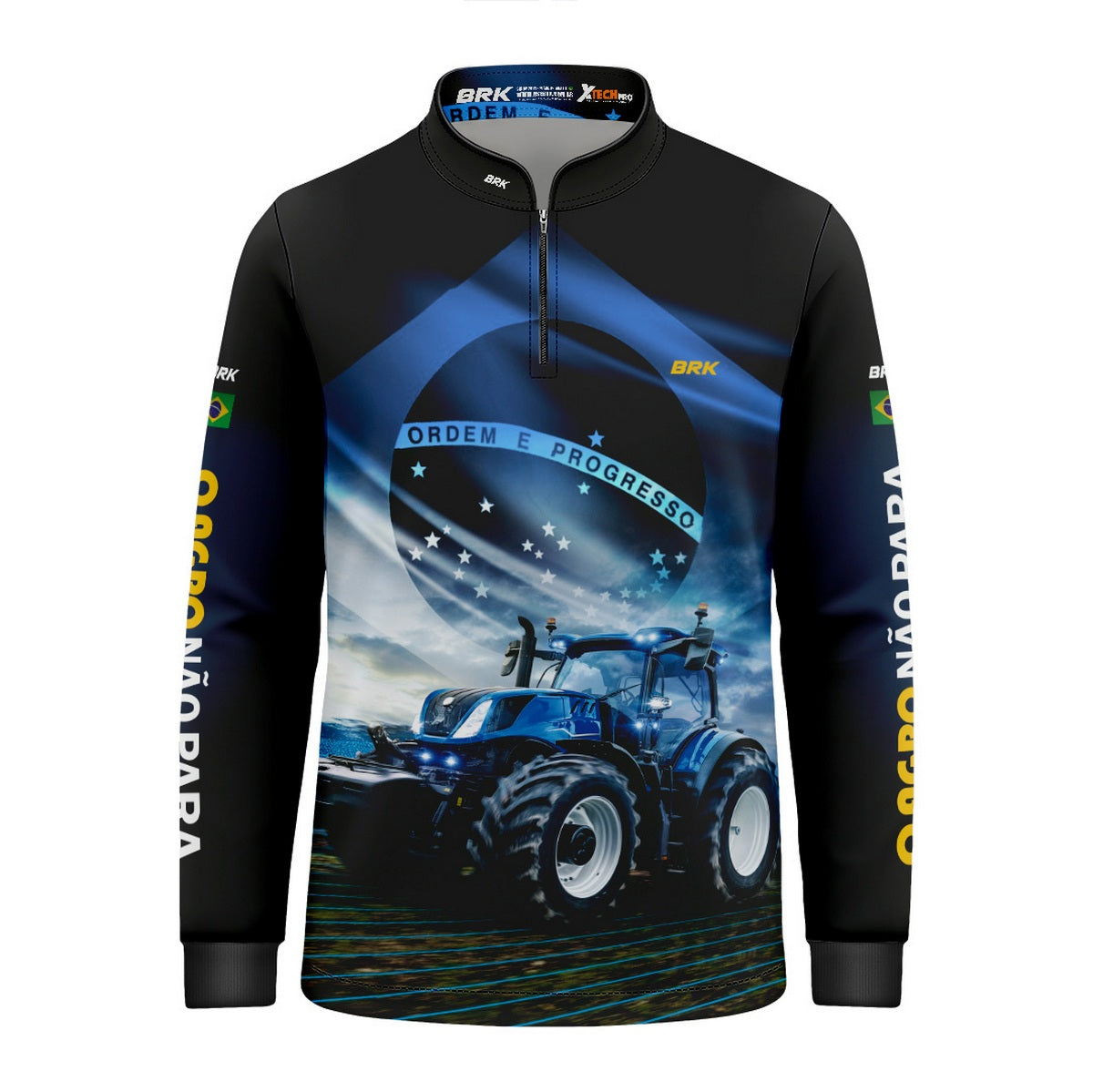 Camisa Agro Infantil Brk O Agro Não Para Azul Proteção Solar UV50+