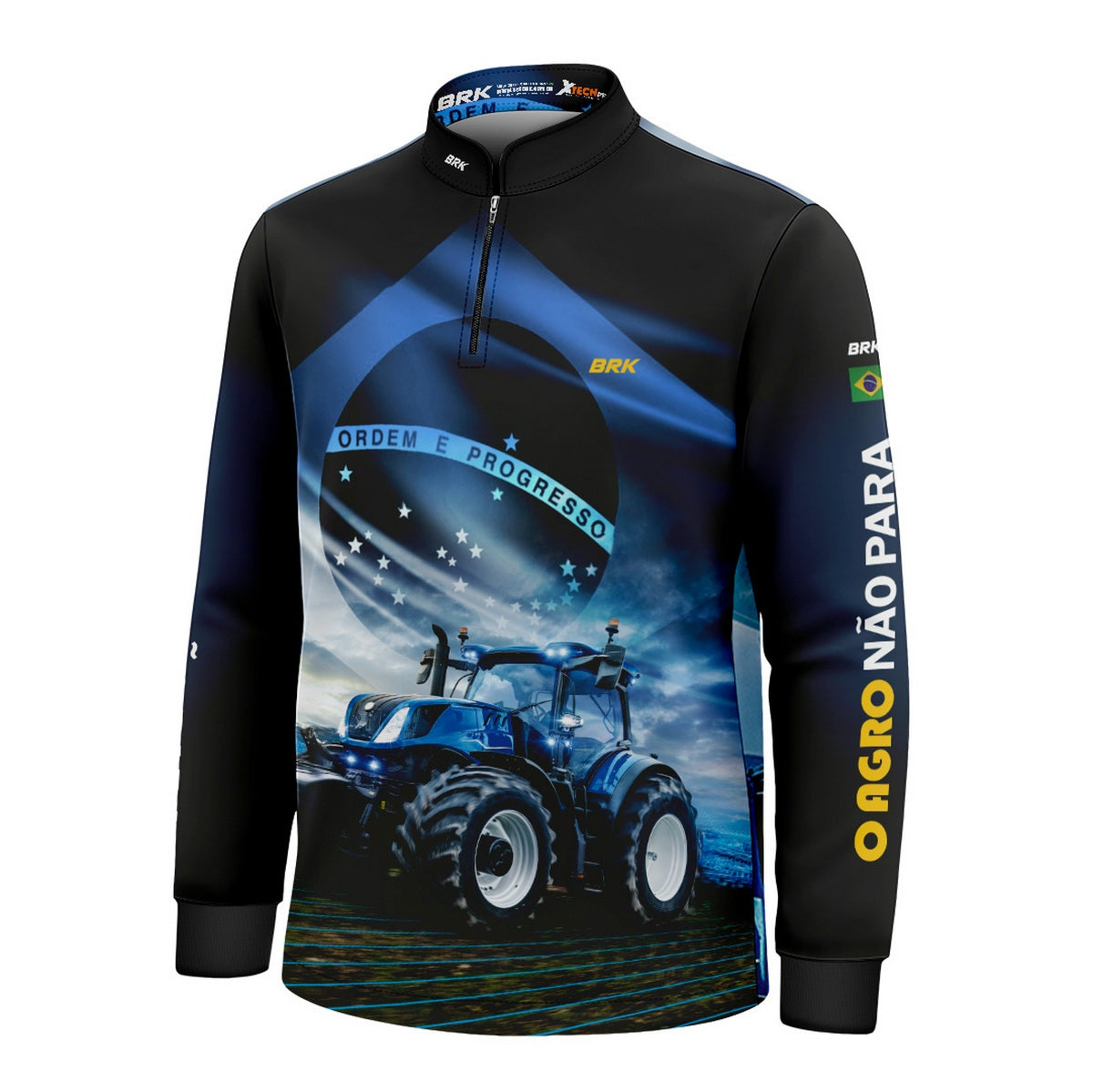 Camisa Agro Infantil Brk O Agro Não Para Azul Proteção Solar UV50+
