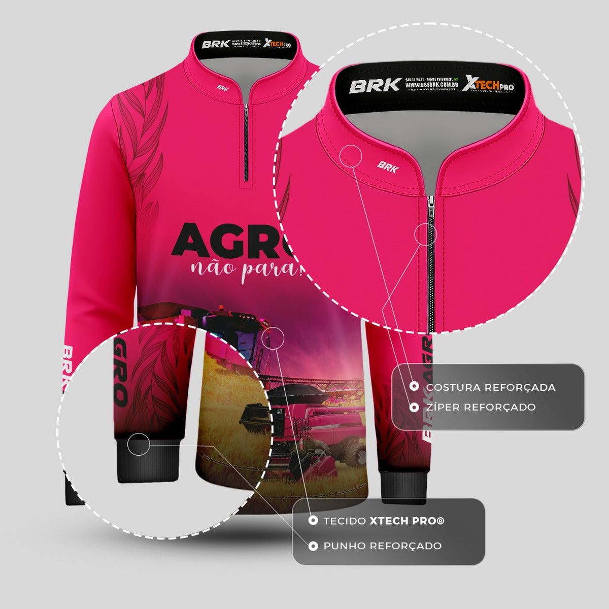 Camisa Infantil Agro Brk Infantil O Agro Não Para Rosa com UV50+