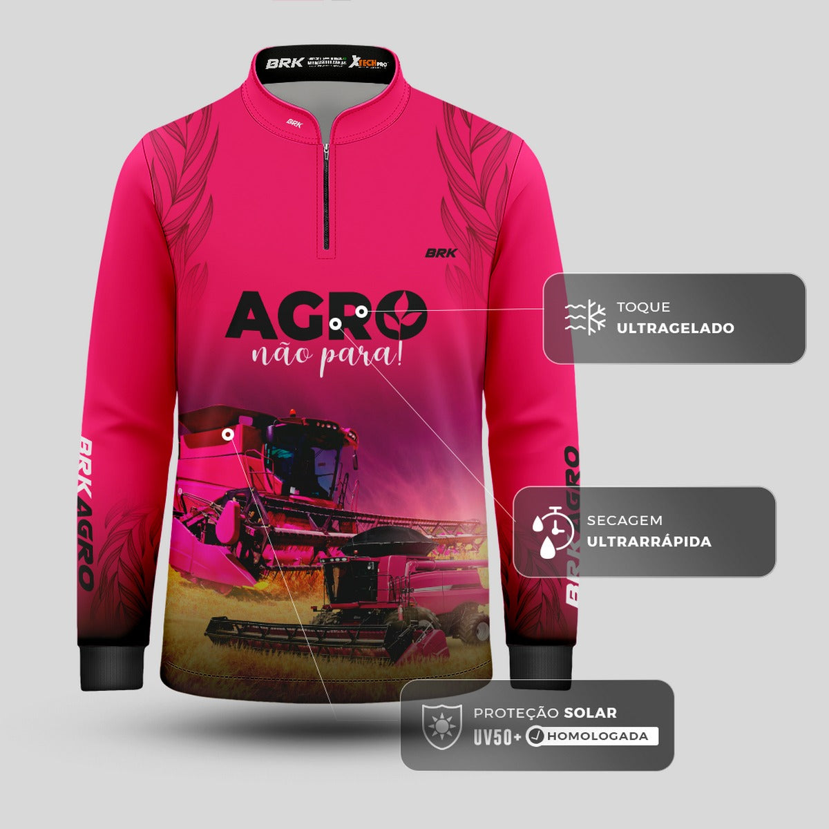 Camisa Infantil Agro Brk Infantil O Agro Não Para Rosa com UV50+