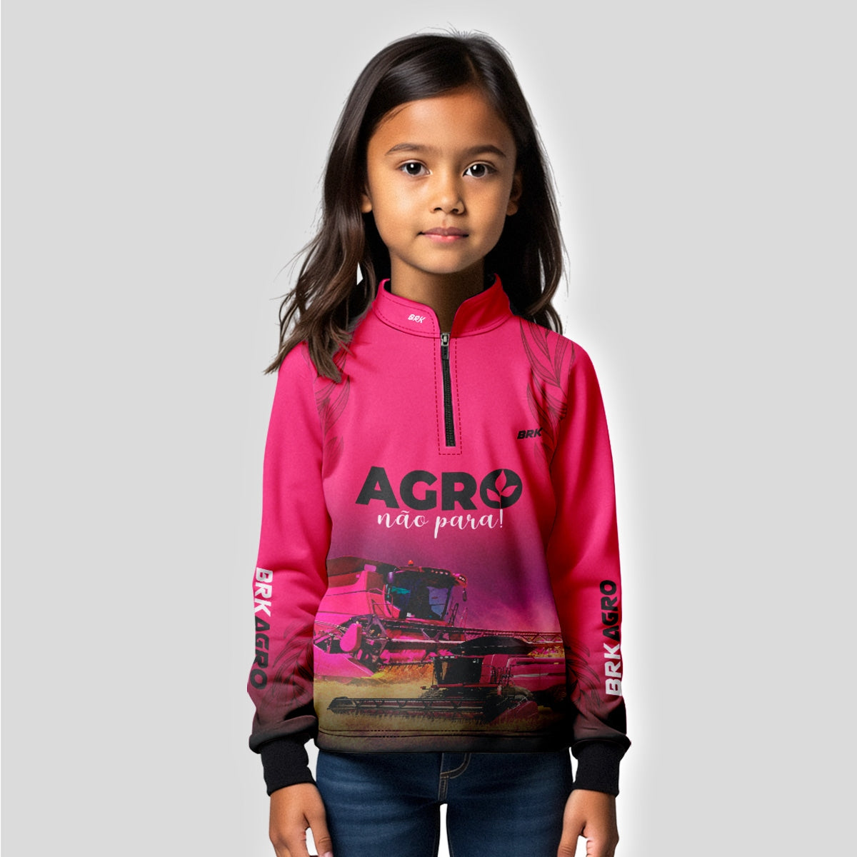 Camisa Infantil Agro Brk Infantil O Agro Não Para Rosa com UV50+