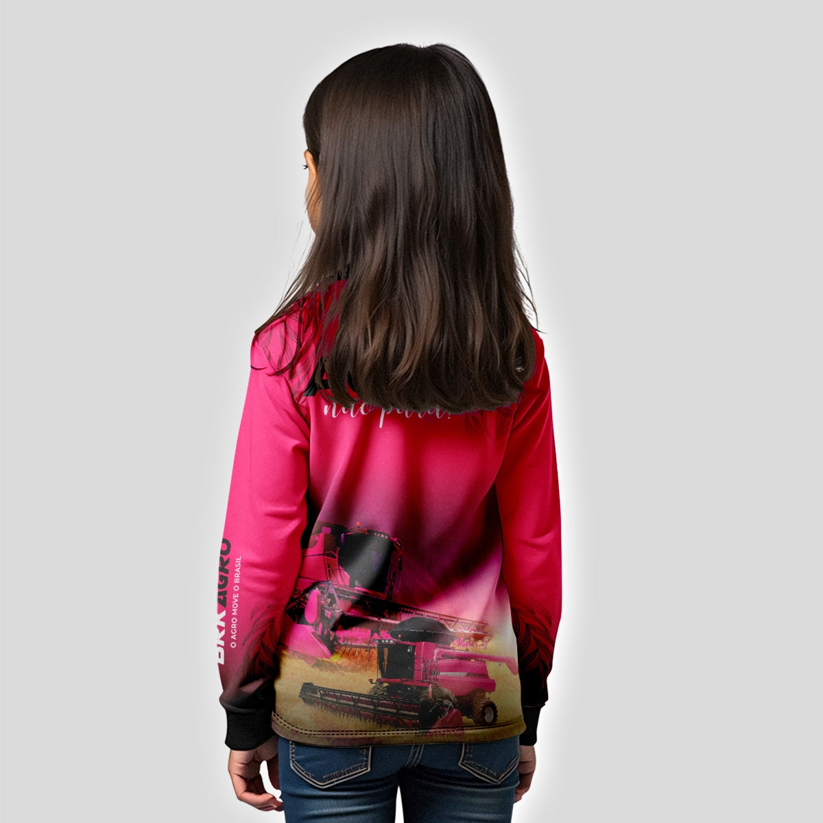 Camisa Infantil Agro Brk Infantil O Agro Não Para Rosa com UV50+