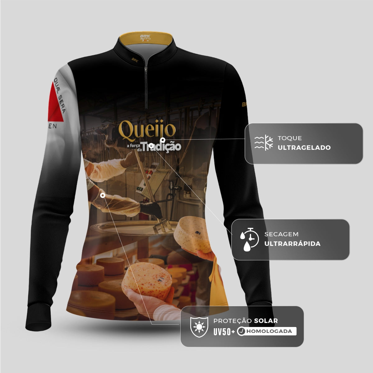 Camisa Agro Feminina Brk A Força da Tradição Produção de Queijo MG com Proteção UV50+ - Brk Agro