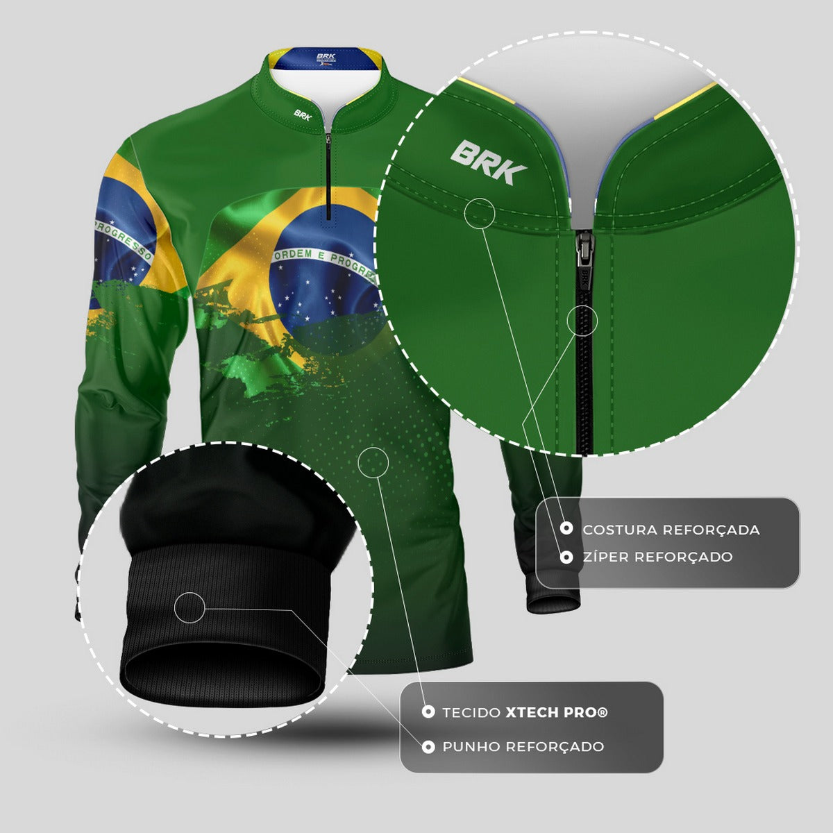 Camisa Agro Brk Brasil Verde com Proteção Solar UV50+ - Brk Agro