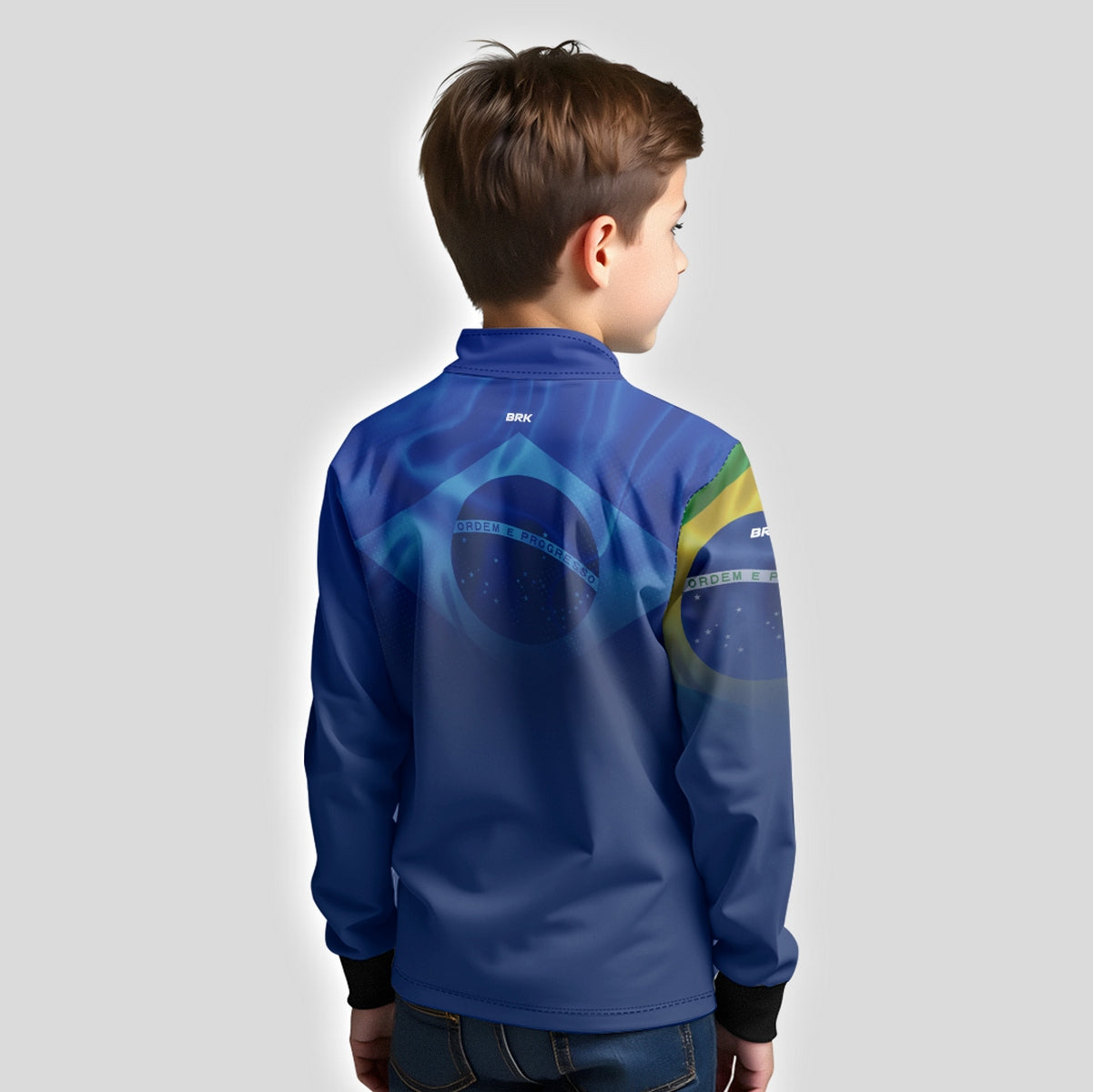 Camisa Agro Infantil Brk Brasil Azul com Proteção Solar UV50+ - Brk Agro