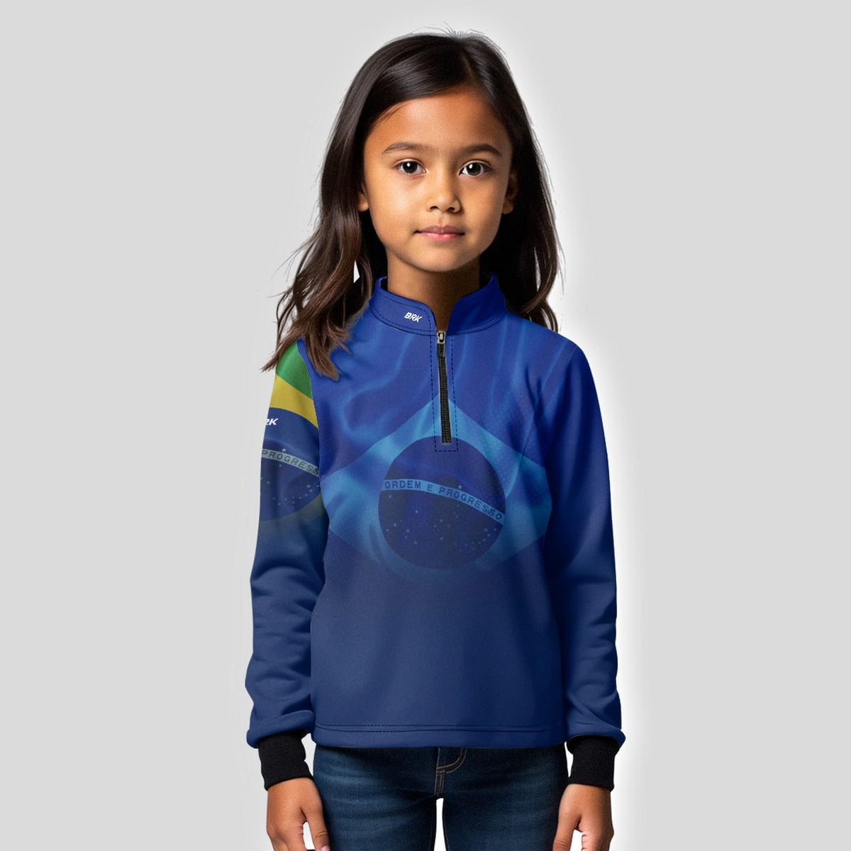 Camisa Agro Infantil Brk Brasil Azul com Proteção Solar UV50+ - Brk Agro