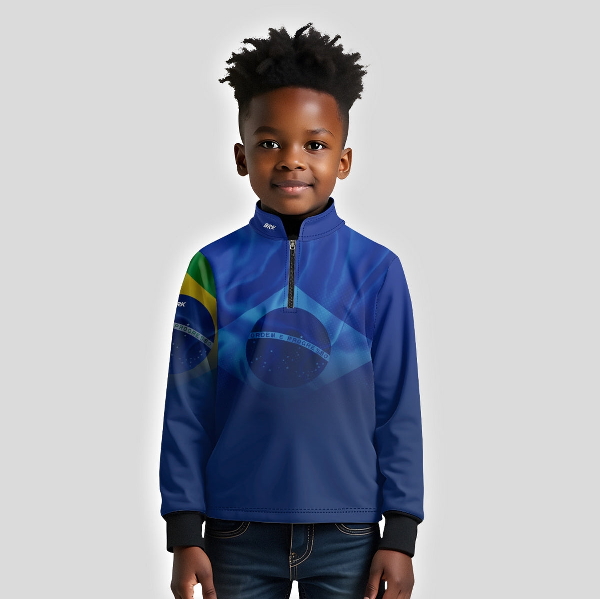 Camisa Agro Infantil Brk Brasil Azul com Proteção Solar UV50+ - Brk Agro