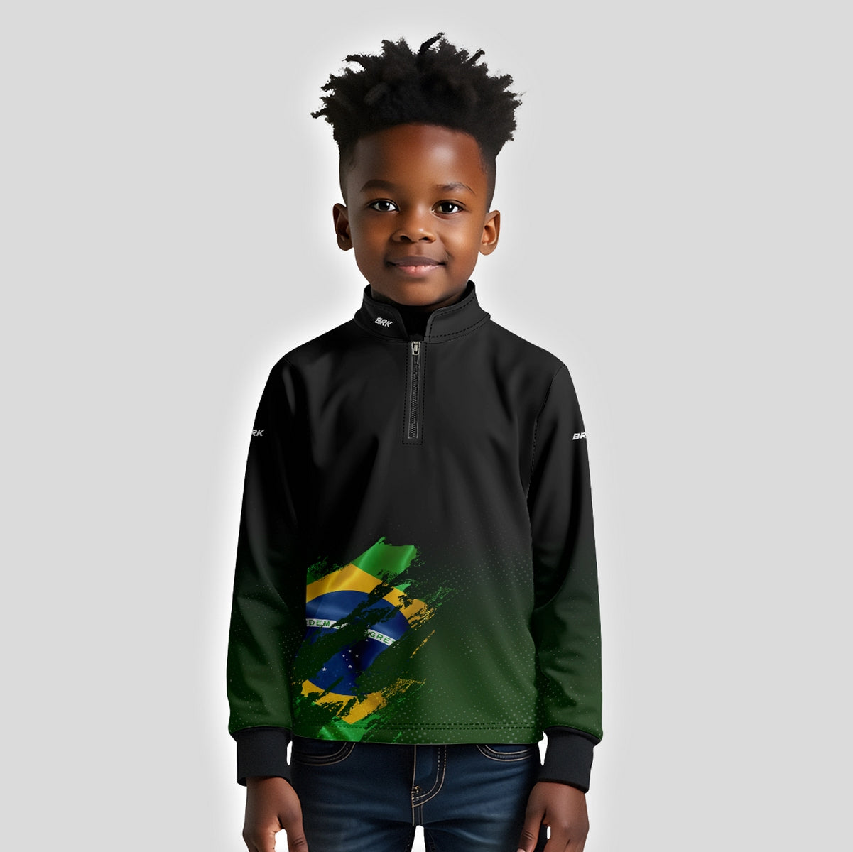 Camisa Agro Infantil Brk Bandeira Brasil Lateral com Proteção Solar UV50+