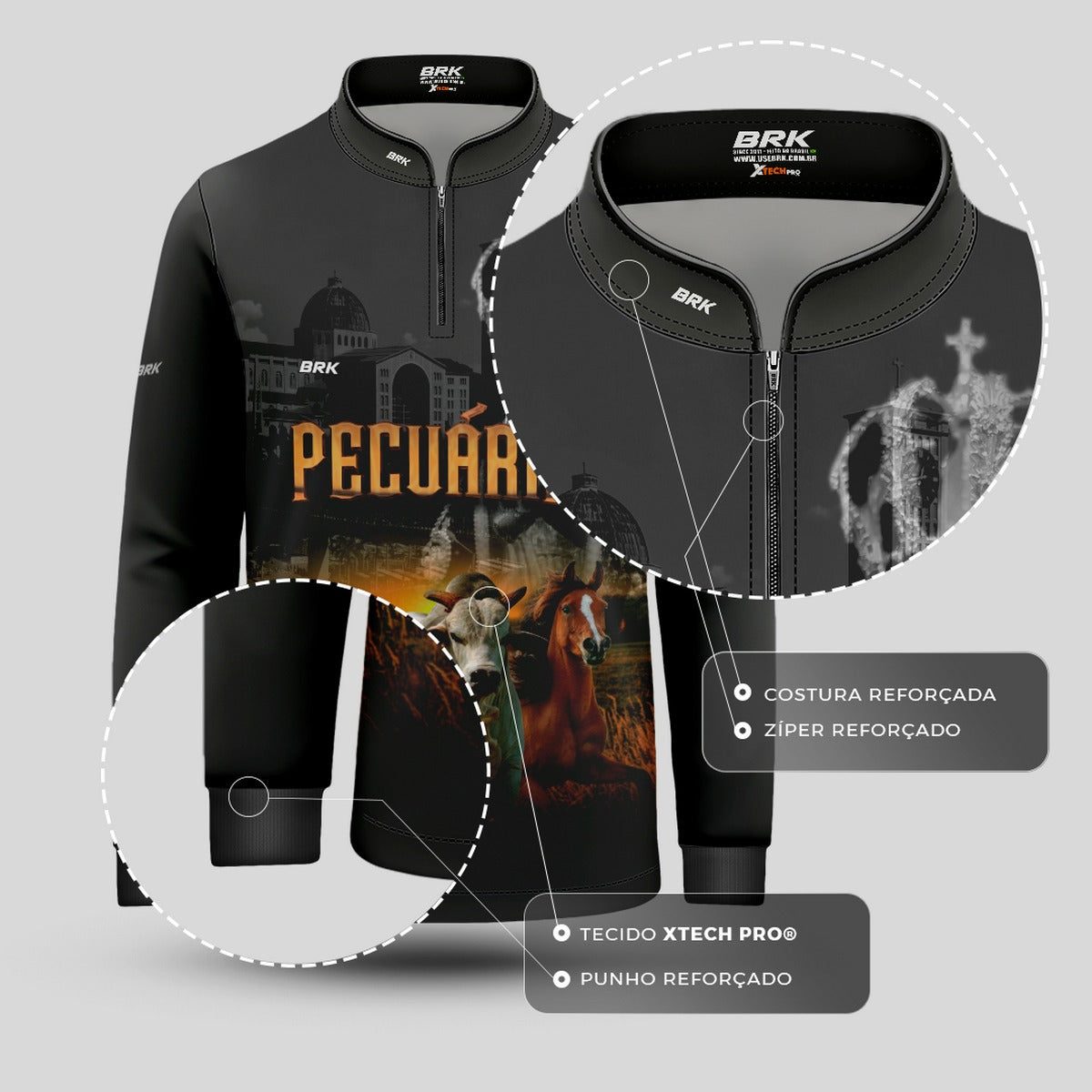 Camisa Agro Brk Nossa Senhora Pecuária com Proteção UV50+ - Brk Agro