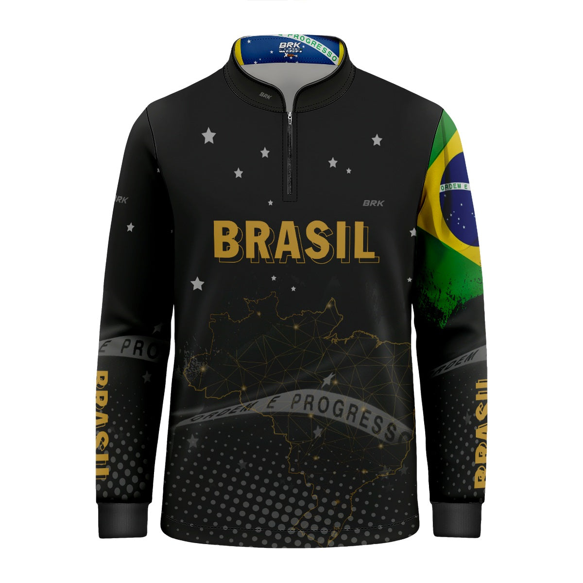 Camisa Infantil Brasil Preta com Proteção Solar UV50+ - Brk Agro