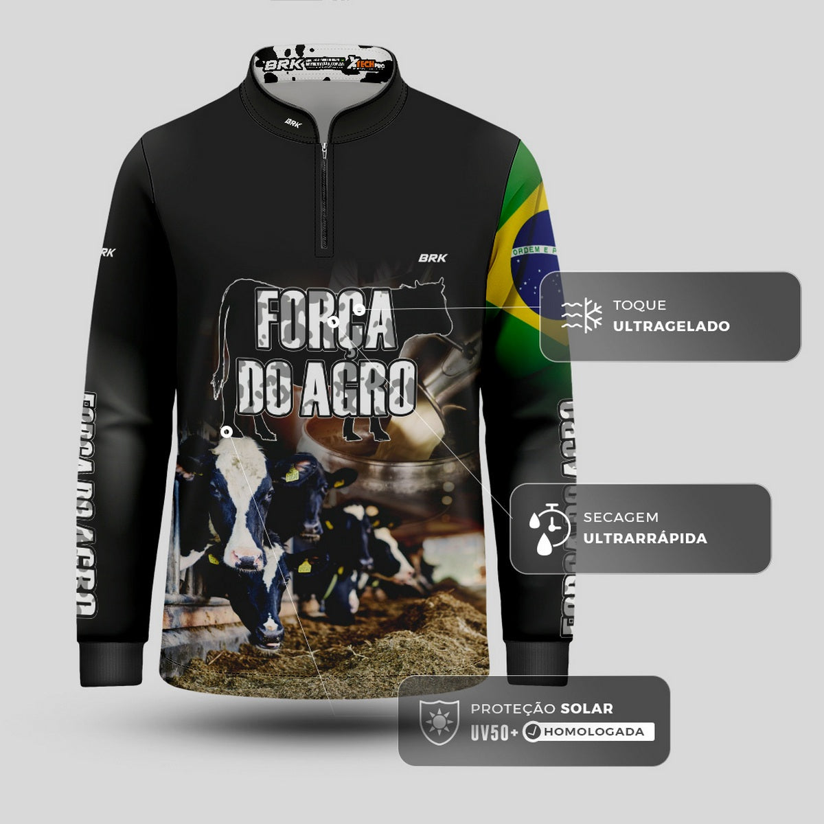 Camisa Brk Agro Infantil Produtor de Leite com Proteção Solar UV50+ - Brk Agro
