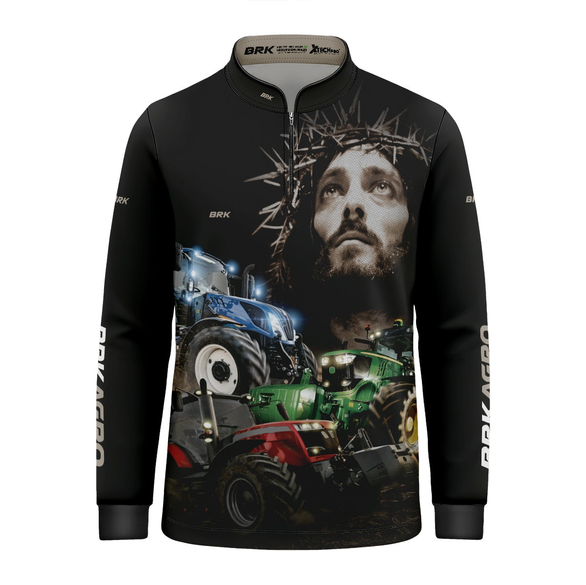Camisa Infantil Agro Brk Trator Jesus Preta com Proteção Solar UV50+ - Brk Agro