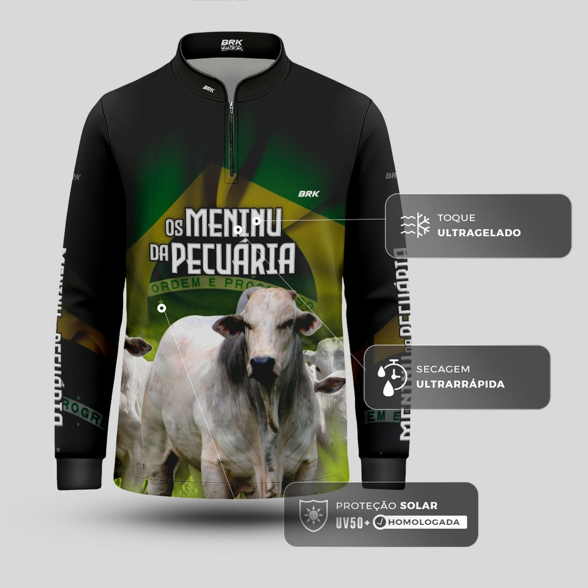 Camisa Infantil Agro Brk Os Menino da Pecuária com Proteção Solar UV50+ - Brk Agro