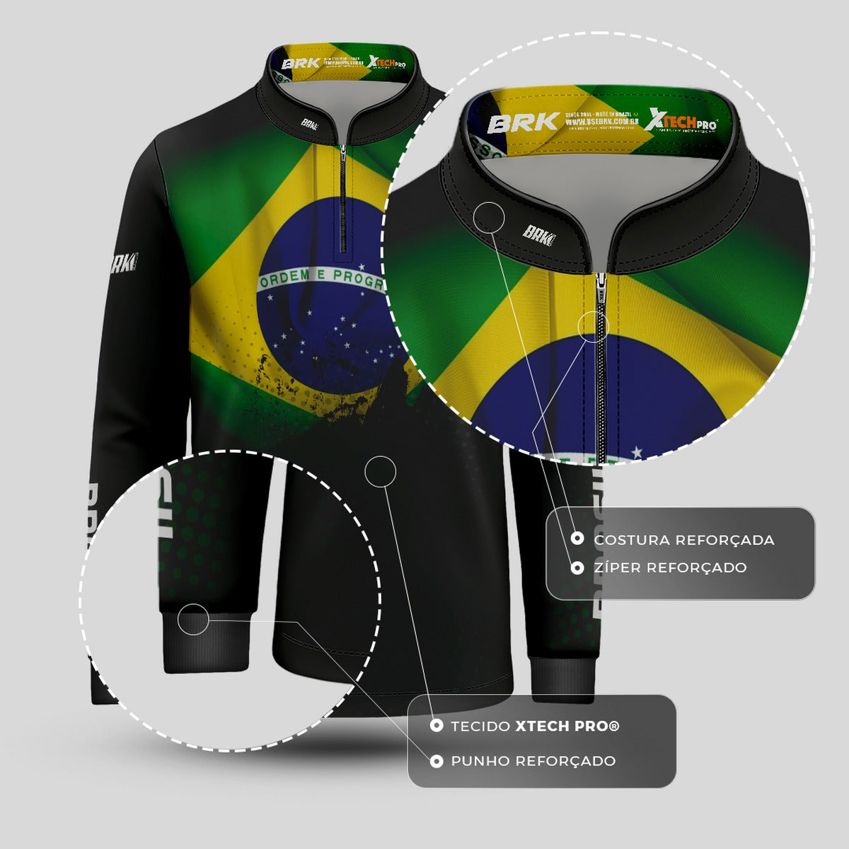 Camisa Infantil Agro Brk Bandeira do Brasil com Proteção Solar UV50+ - Brk Agro