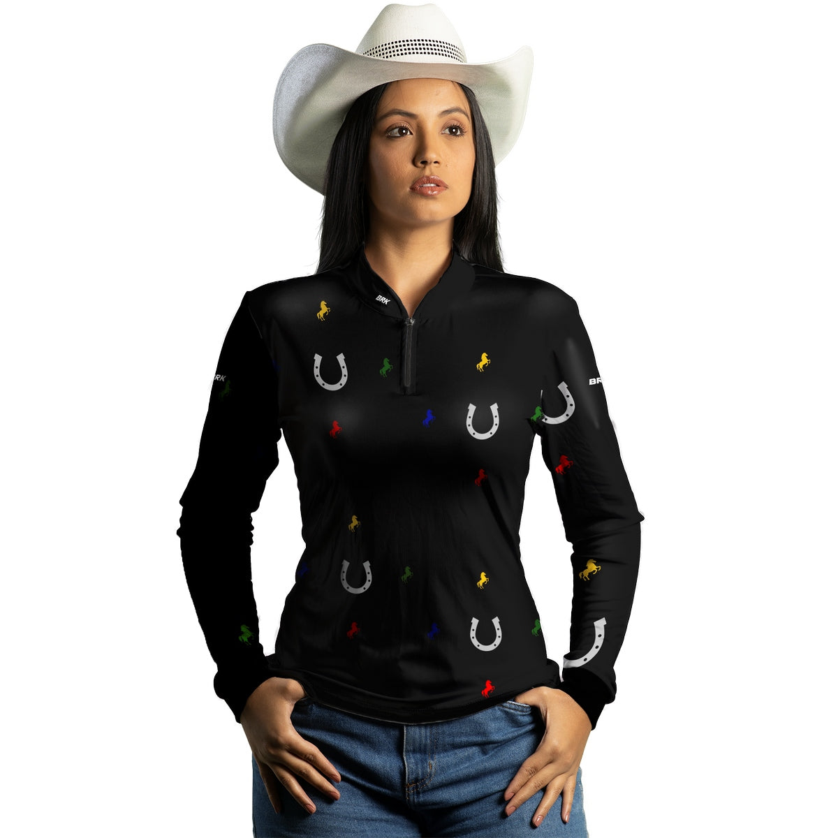 Camisa Agro Brk Ferradura Cavalos Coloridos com Proteção Solar UV50+ - Brk Agro