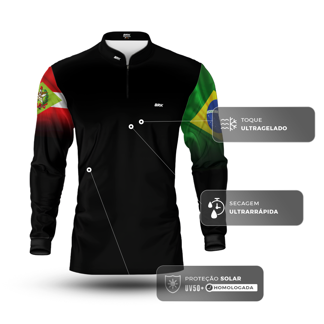 Camisa Agro Brk Brasil Santa Catarina Brasil com Proteção Solar UV50+ - Brk Agro