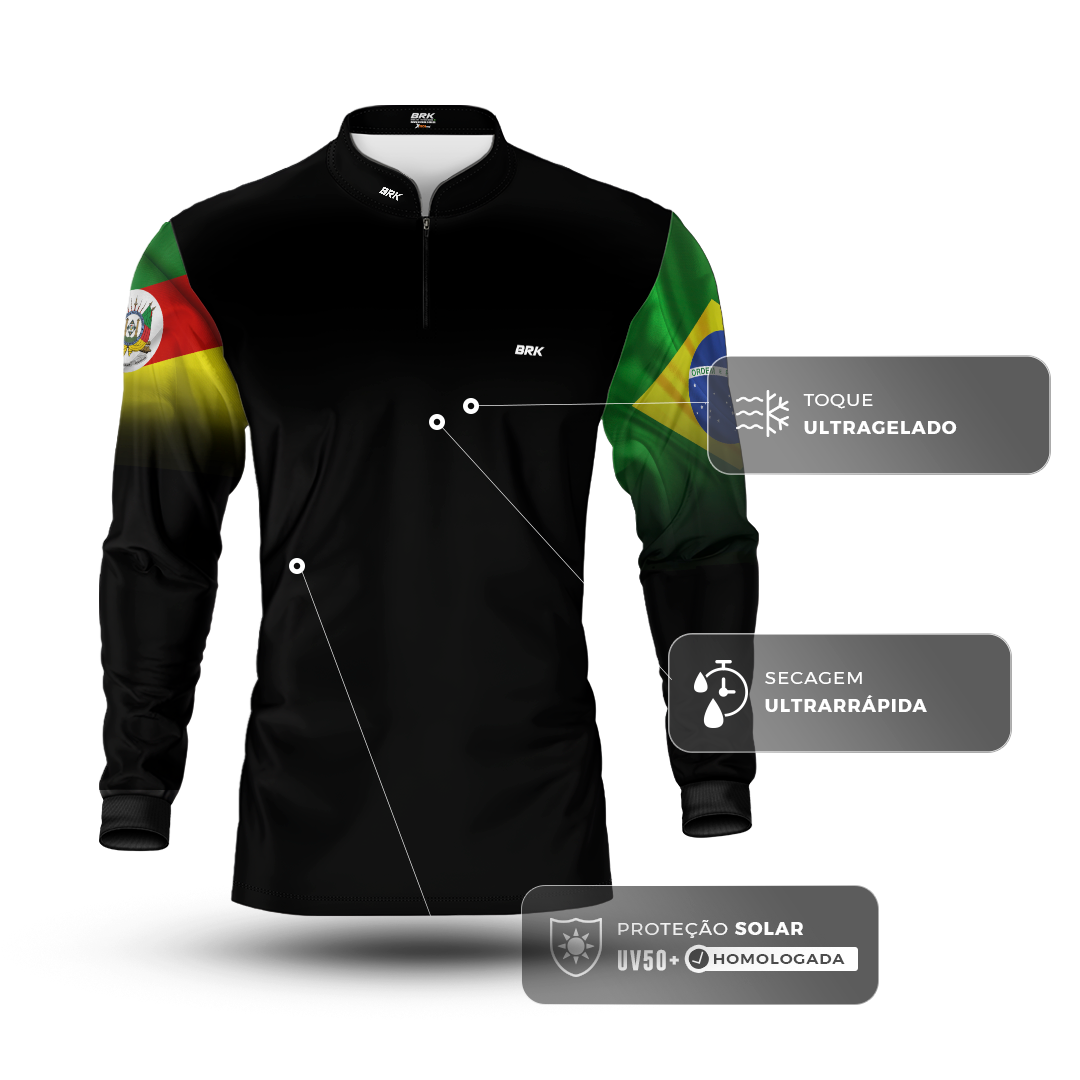 Camisa Agro Brk Brasil Rio Grande Do Sul com Proteção Solar UV50+ - Brk Agro