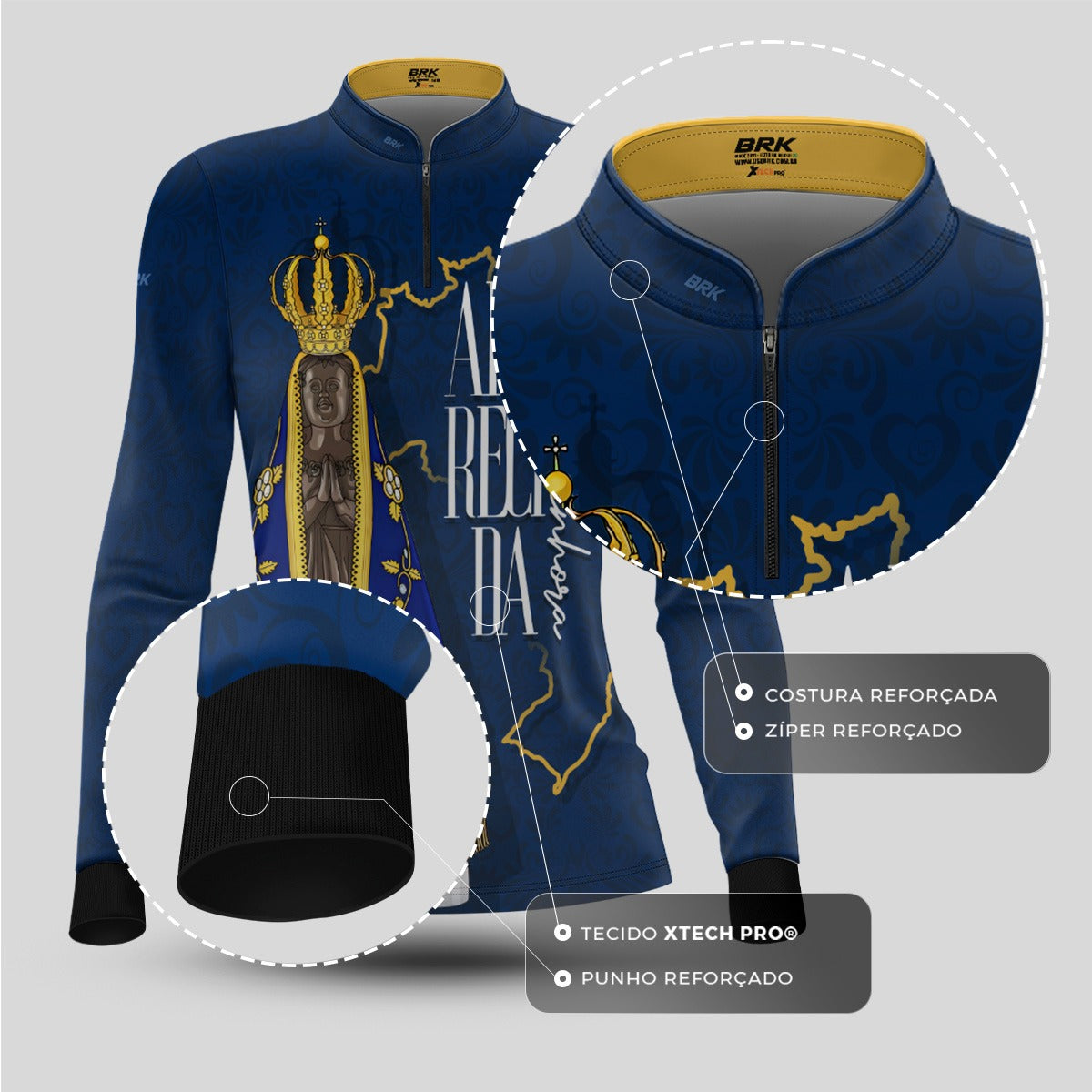 Camisa Feminina Agro Brk Nossa Senhora Aparecida com Proteção UV50