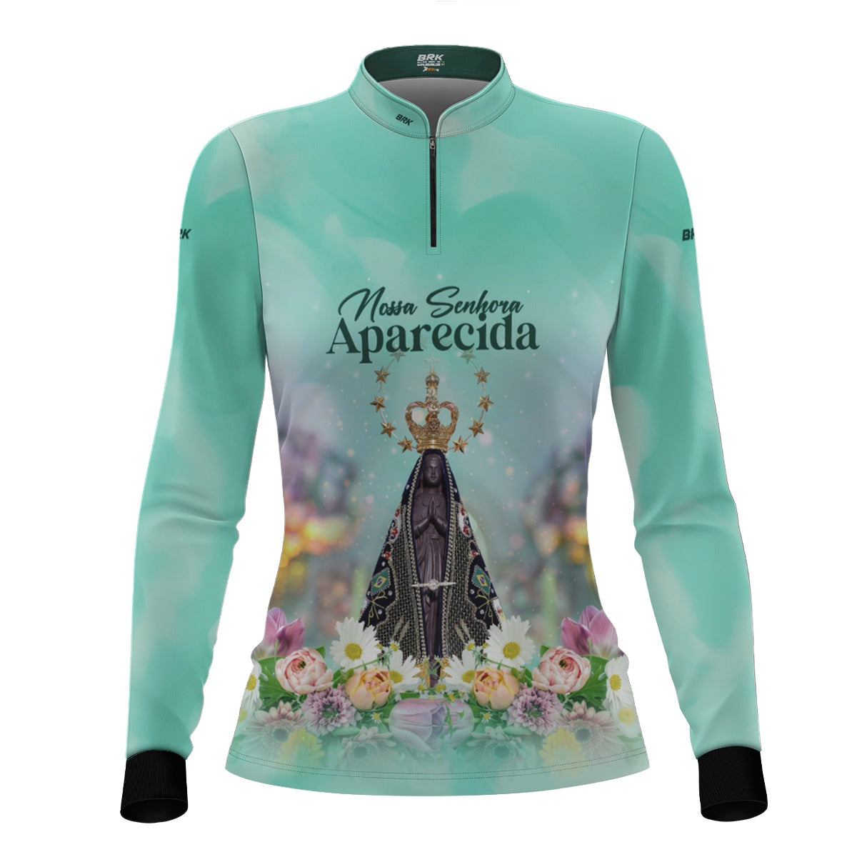 Camisa Feminina Agro Brk Verde Nossa Senhora Aparecida com Proteção UV50