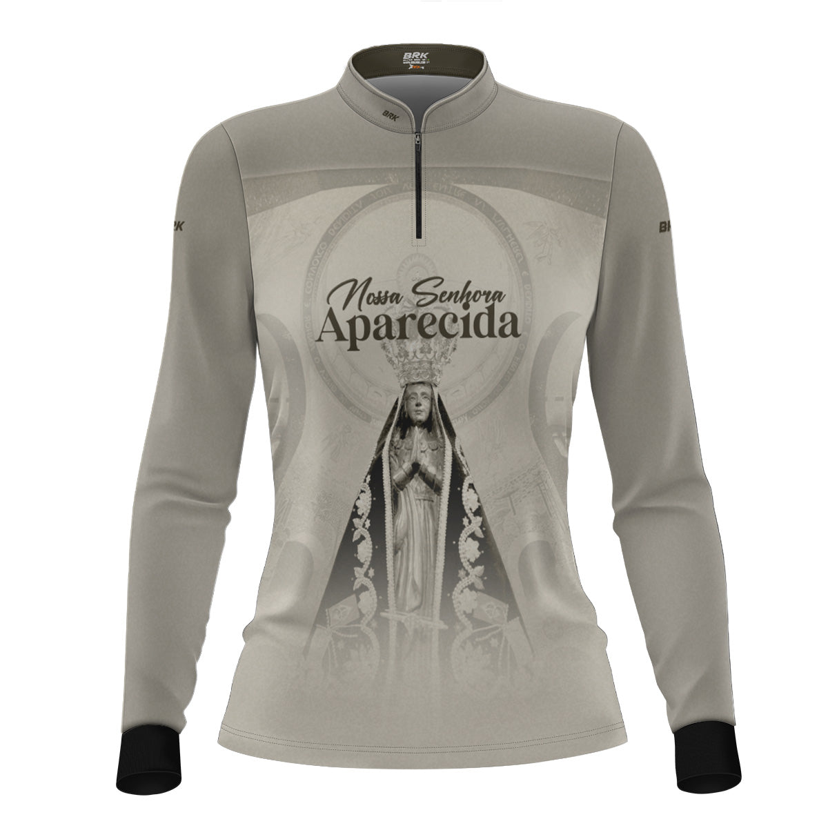 Camisa Agro Feminina Brk Bege Nossa Senhora Aparecida com Proteção UV50