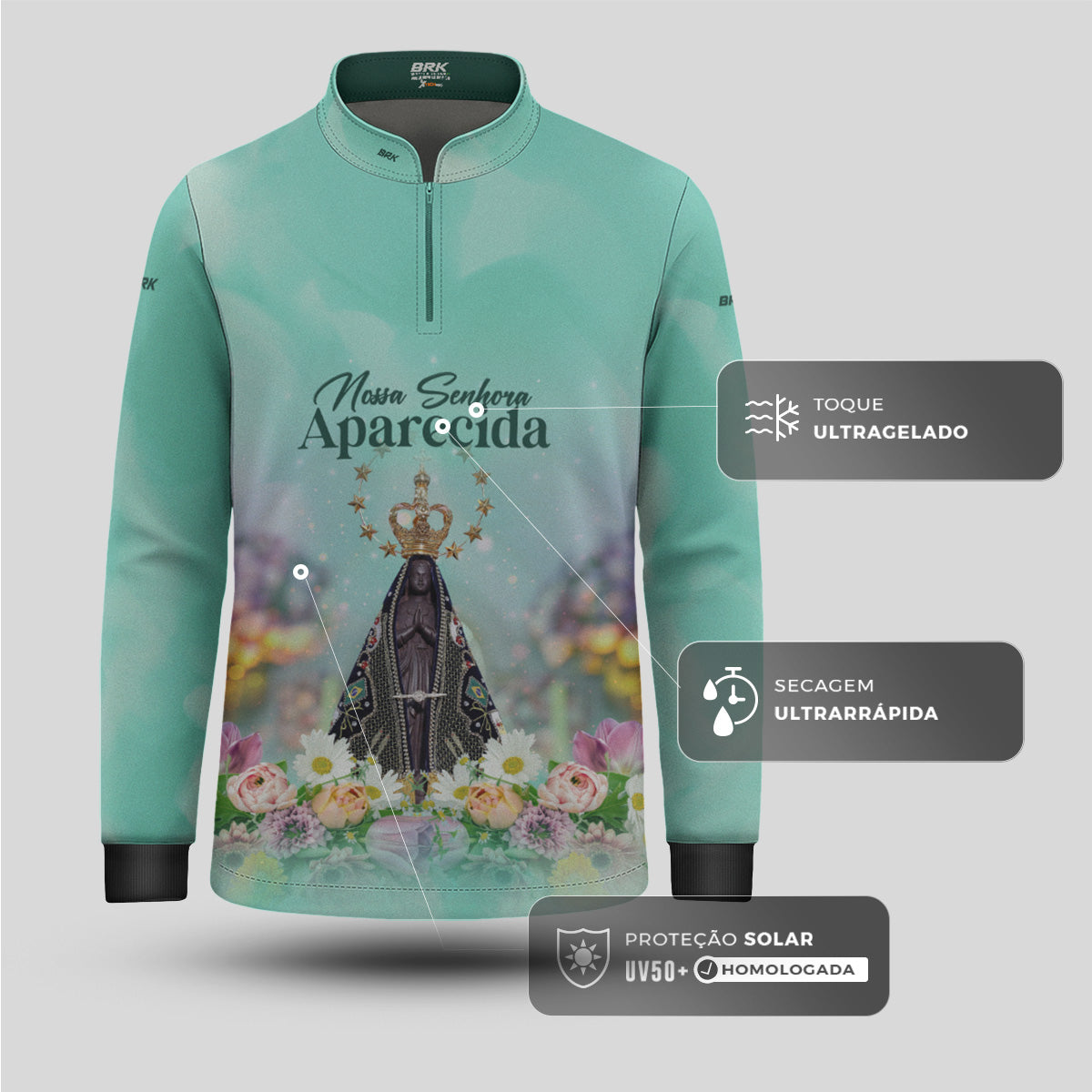Camisa Agro Infantil Brk Nossa Senhora Aparecida com Proteção UV50