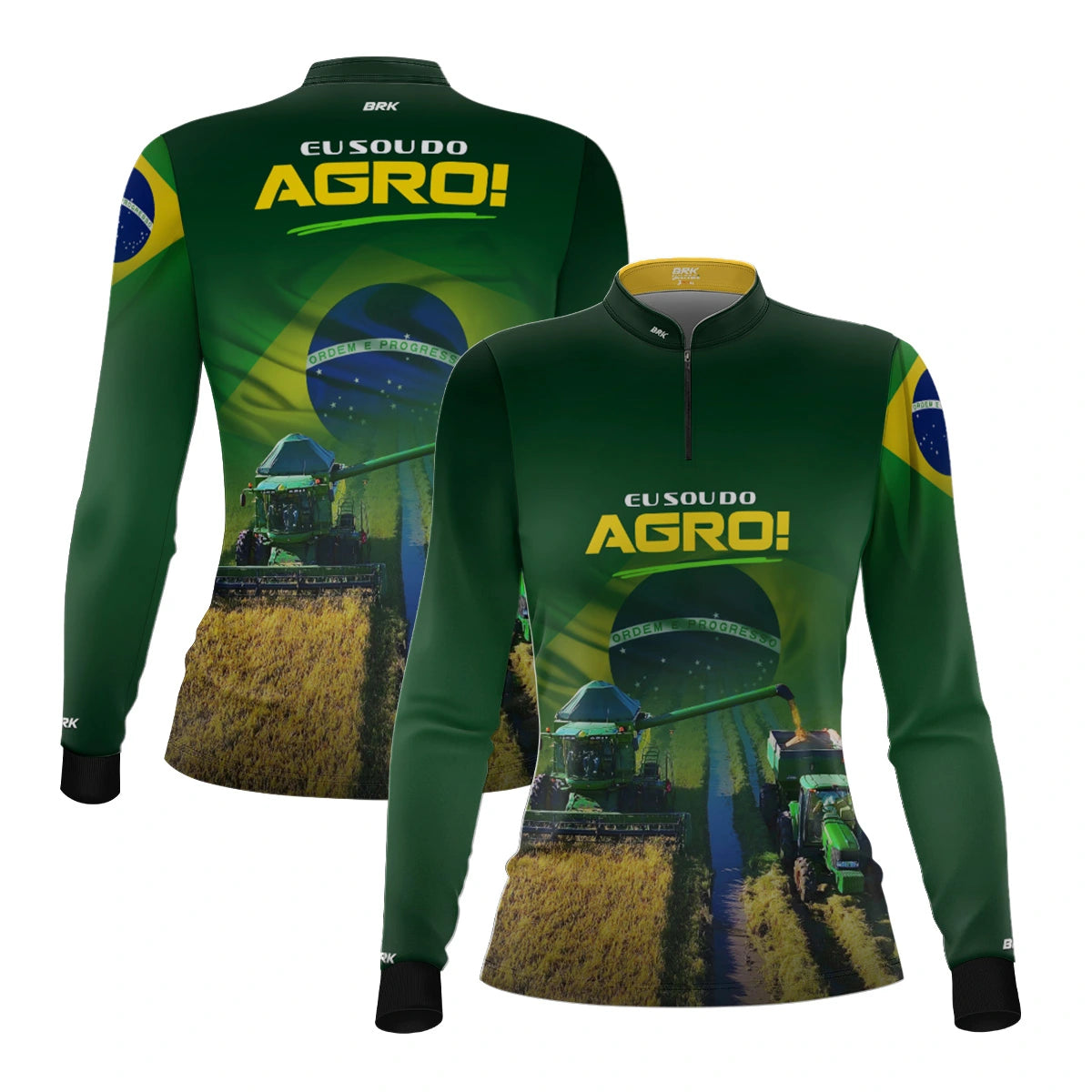 Camisa UV50 Agro Feminina Brk Eu sou do Agro Verde Brasil