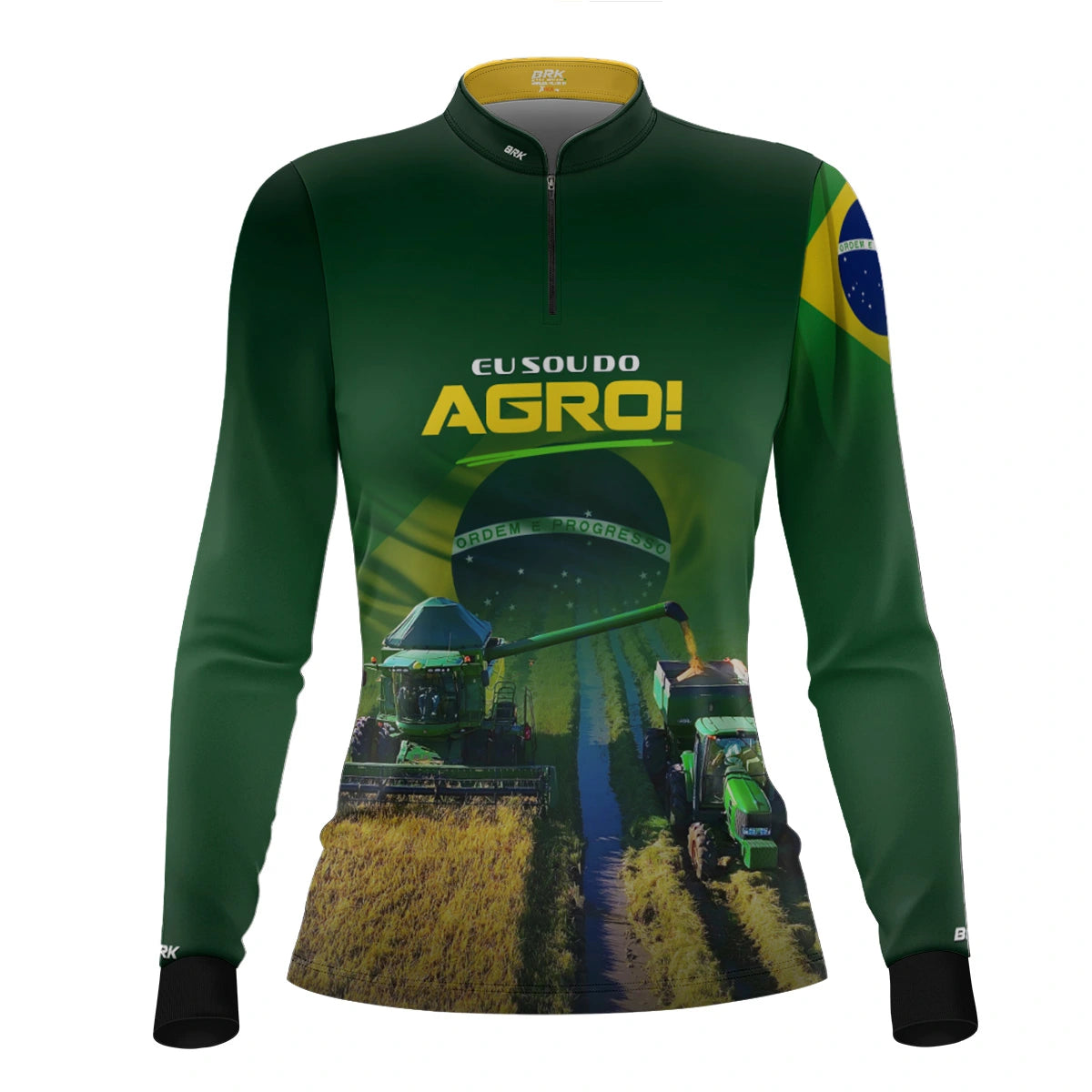 Camisa UV50 Agro Feminina Brk Eu sou do Agro Verde Brasil